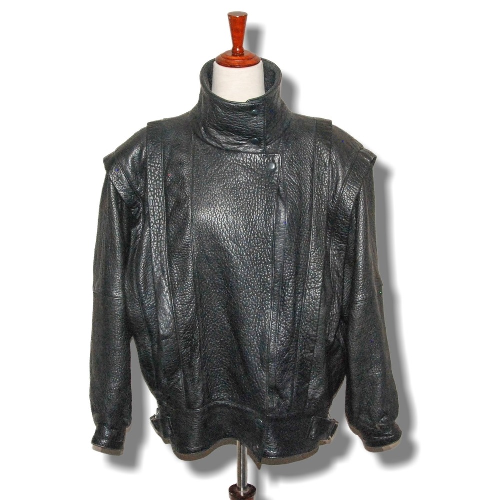 Vtg 80's Michael Hoban NORTH BEACH Leather 7/8 New Wave  Bomber Jacket Thriller